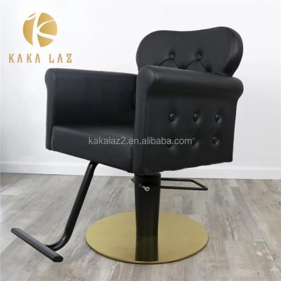 China Modern Beauty Salon Chair Styling Chair Black And Gold Barber Chair for sale