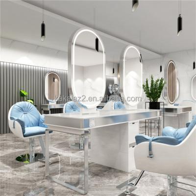 China Modern Styling Stations Baber Salon Stations Salon Mirror Station With Light for sale