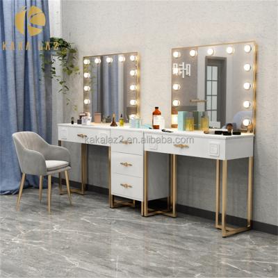 China Modern Dressing Table With Led Mirror Make Up Table With Mirrored Console Table for sale