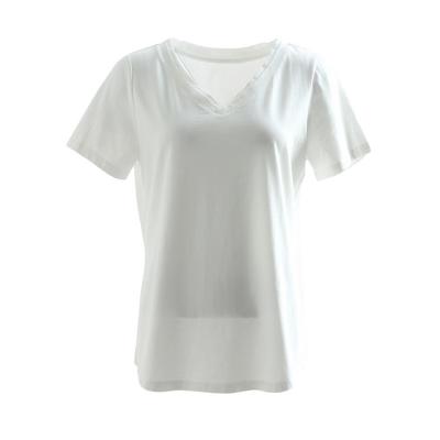 China Women's Breathable Classic-Fit Basics Shortsleeve White V-Neck T-Shirts for sale