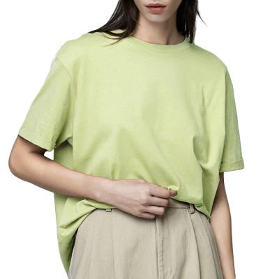 China Anti-wrinkle women casual knit shirt crew neck blouse tops loose short drop shoulder sleeve T-shirts for sale