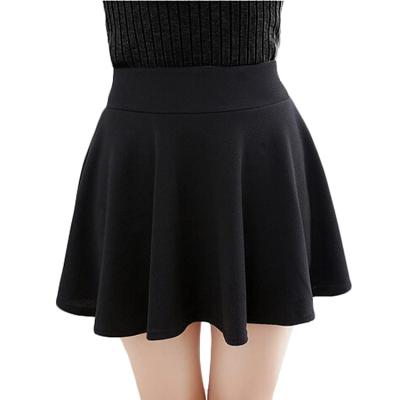 China Anti-Static Women's Basic Soft Stretch Pleated Skirts Flared Casual Ladies Mini Skater Skirt for sale