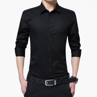 China Classic Dress Shirts Men's Slim Fit Casual Shirt Anti-Shrink Formal Button Down Business Long Sleeve for sale