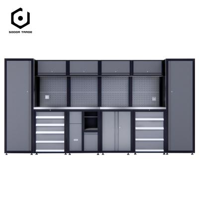 China Hot Selling Tool Parts Steel Heavy Duty Workbench Hanging Wall Workbench Corner Cabinet Fixed Workbench Metal Cabinets for sale