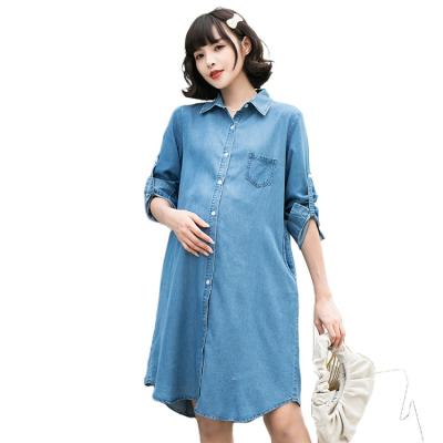 China 2021 new arrival summer anti-static casual Korean style women dress denim sleeve shorts lapel loose blouse for sale for sale