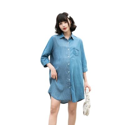 China New Style Denim Shorts Dress Anti-Static Sleeve Mid Length Comfortable Casual Blouse Clothes For Ladies Pregnant Women for sale