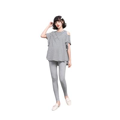 China Factory Price Breathable Short Sleeve Striped T-shirt Top Nursing Maternity Nursing Clothes For Pregnant Women for sale