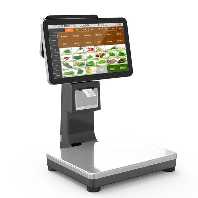 China 15.6inch Touch Screen Indoor Double POS System Weigh Scale With Printer For Supermarket for sale