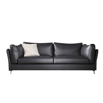 China Reclining luxury living room furniture l shaped black and white leather sofa for sale