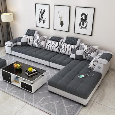 China Xin Yu home sofa bed modern fabric leather U sectional sofas set living+room+sofas L-shaped sleeper sofa for sale