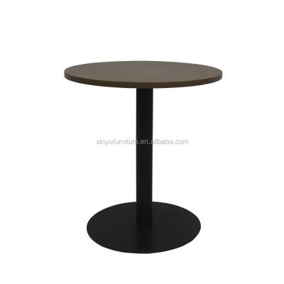 China Foshan Cheapest Convertible Dining Black MDF Modern Coffee Furniture Steel Leg One Small Top Round Dining Table For Restaurant for sale