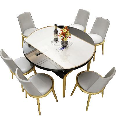 China (Other)Adjustable Modern Home Furniture Chair And Round Stainless Steel White Marble Top Frame Dining Table for sale