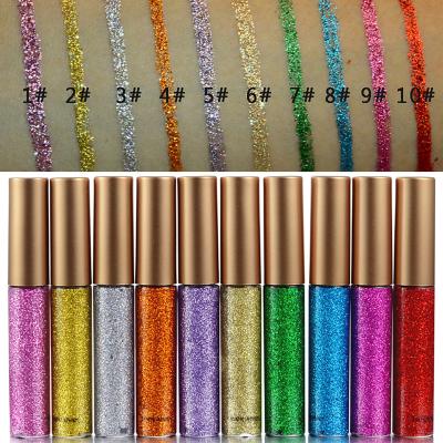 China Custom Sombra Waterproof 10 Colors Makeup Private Label Cruelty Eyeliner Liquid Eyeshadow Vegan Lasting Glitter Free Waterproof Liquid for sale