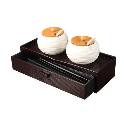 China Drawer Sustainable Japanese Chopsticks Box Imitation Wooden Plastic Chopsticks Box for sale