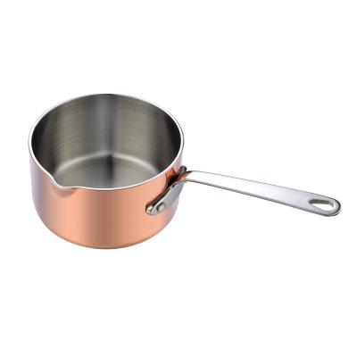 China Stored Food Grade Western Food Steak Dipping Copper Plating Stainless Steel Sauce Pan for sale