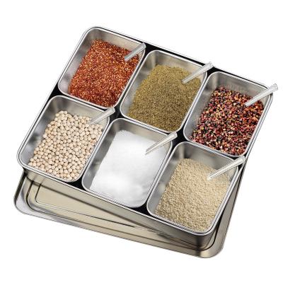 China Stocked a Variety Group Stainless Steel Grid Dish Box in Cover of Small Multi Seasoning Fruit Snack Box Specifications for sale