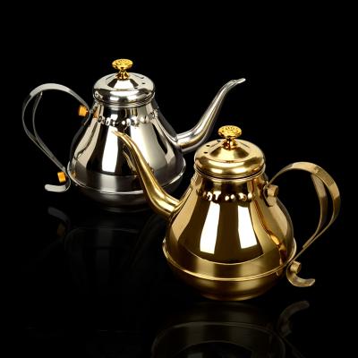 China Stainless Steel Royal Teppanyaki Suction Spout Coffee Pot Coffee Pot Teapot Palace Pot Stocked Fine Mouth Pot for sale