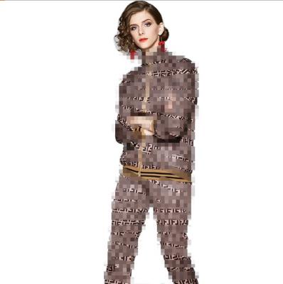 China 2021 Casual Loose Printed QUICK DRY Two Piece Fashion Jacket Sleeve Pants Suit Autumn Ladies Set Woman Clothing long for sale