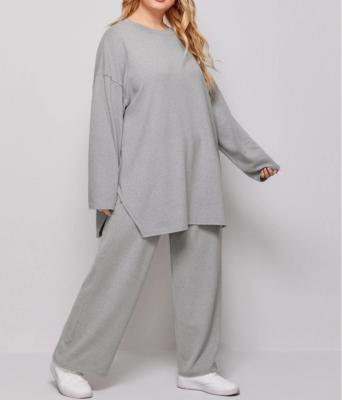 China Latest Design QUICK DRY Adult Casual 2 Piece Round Neck Tunic Tops Oversized Loose Pajama Pants Woman for sale