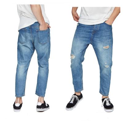 China 2021 New Design Blue Fashion Cotton Casual Stree Custom Mens Breathable Ripped Jeans for sale