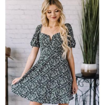 China Summer Breathable Women's High Waist Breathable Women's Princess Neckline Mini Dress Ladies Puff Sleeve Dress for sale