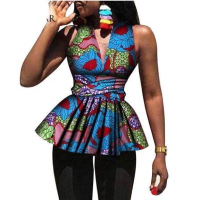 China African Bazin Riche Custom Fashion Clothing Cotton Dashiki Women's O-Neck 2021 Elegant Maxi Top Shirts for sale