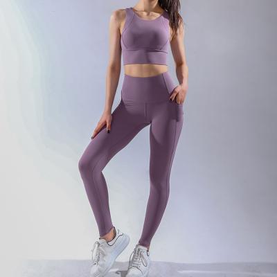 China Jeffny Breathable Private Label Fitness Clothing Girls Custom Sports Wear Women Spandex Yoga Set Bra And Leggings Two Piece Set for sale