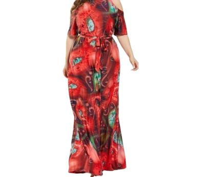 China Anti-wrinkle 7xl plus size short sleeve off the shoulder floor length summer bohemian dresses for women for sale