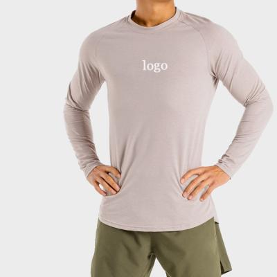 China Anti-Wrinkle Gym Use Logo T-Shirts Long Sleeve Men's Slim Fit Casual Custom Pima Cotton Blank T-Shirt for sale