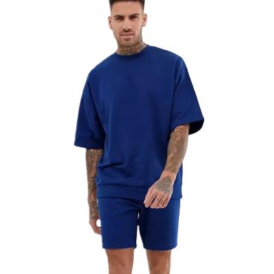 China Anti-Wrinkle Terry Cloth T-shirts & Shorts Cotton Sweatshirt Set French Heavy Thick Cotton Terry Shirt For Men for sale