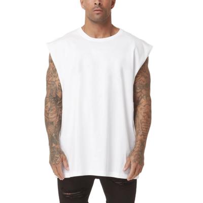 China Wholesale Customized Printed Mens Knit Crewneck QUICK DRY Dropped Sleeve Opening Oversized Boxy Gym Fitted Tank Top for sale