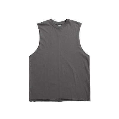 China 100% raw cotton brim vest men QUICK DRY single sport crewneck crop tops shirt mens acid wash sleeveless fitness tank tops for sale