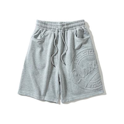 China Anti-Wrinkle Wholesale Streetwear Custom Embossed 100% Cotton Terry Sweat Shorts For Men French for sale