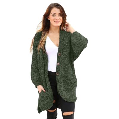 China 2022 Wholesale Ladies Anti-wrinkle Oversized Buttoned Front Chenille Sweater Knitted Long Open Sleeve Knit Cardigan For Women for sale