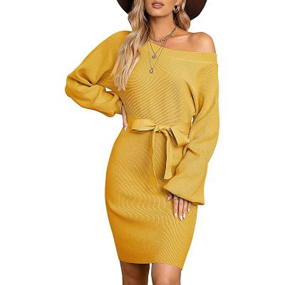 China wholesale Anti-Wrinkle Long Sleeve Solid Color Dress Sexy Wrap Dresses 2022 Autumn Elegant Women Clothes Night Dress for sale