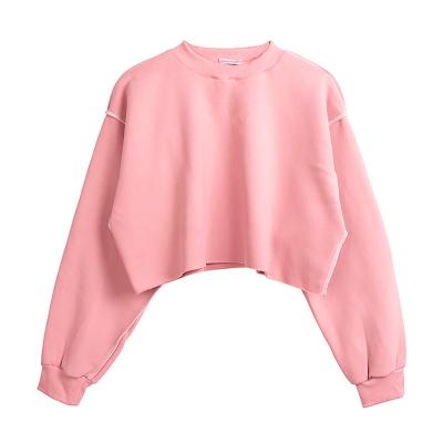 China Wholesale custom anti-pilling knitted sweatshirt women 100% organic white cotton pullover fake neck crewneck sweatshirt for sale