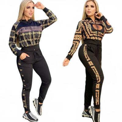 China New Arrival Famous Designer Spring Anti-wrinkle 2022 Women Outfit Long Zipper Spring Anti-wrinkle Tracksuits Casual Two-Piece Pant Set Clothing for sale