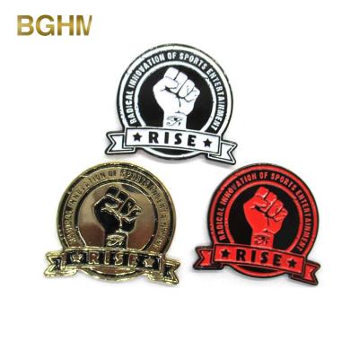 China Custom Europe 2019 Metal Refueling Palm Pattern Around Pin Badges for sale