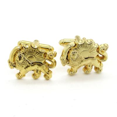 China Europe Factory Custom 18mm Zinc Alloy Die Casting Without Enamel Gold Lion Men's Cufflinks for sale