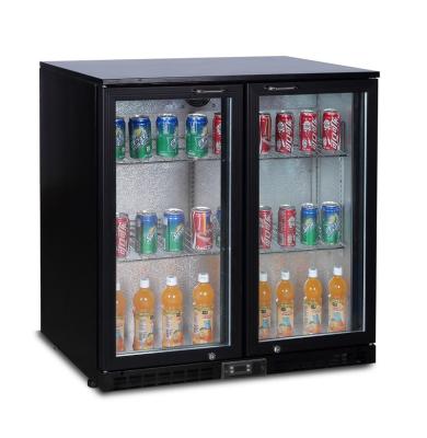 China Plastic + Glass 2 Layer Cavity Undercounter Bar Fridge With 2 Glass Door for sale