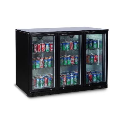 China Plastic + Glass Black Cavity Bottle Cooler Bar Fridge 2 Layers for sale