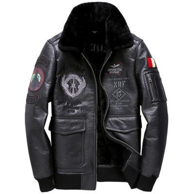 China Breathable Military Tactical Mens Baseball Motorcycle Embroidered Sheepskin Hunting Aviator Leather Jacket Anorak Jacket B3 for sale