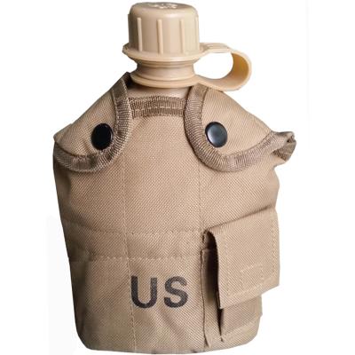 China Light Khaki Camouflage militiaPortable Survival Tools Outdoor Military Water Kettle Drinks Bowl Aluminum Water Container for sale