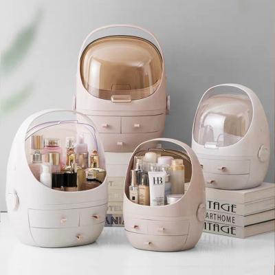 China Sustainable Portable Plastic Storage Box Makeup Containers Waterproof Dustproof Drawer Vanity Makeup Organizer for sale