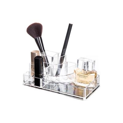 China Transparent Fashion Clear Make Up Plastic Multifunctional Brush Holder Slots Makeup Brush Holder for sale