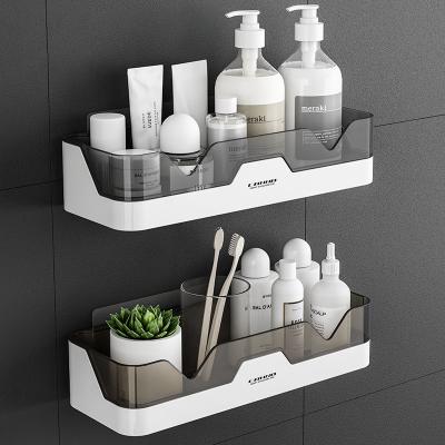 China Large Capacity Sustainable Wall Mounted Bathroom Shelf Shelves Adhesive Plastic Bathroom Shelf for sale