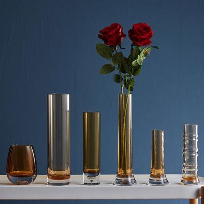 China Wholesale Elegant Glass Plastic Vase CLASSIC Crystal Vases Home Decoration Modern Flower Vase for sale