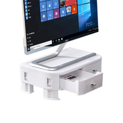 China Multifunctional Plastic Monitor Stand Laptop Computer Monitor Stand Monitor Stand with 2 Drawers for sale