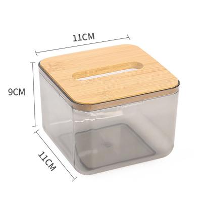 China Minimalist Bamboo Cover Tissue Box Face Tissue Paper Plastic Box For Car Home Hotel for sale