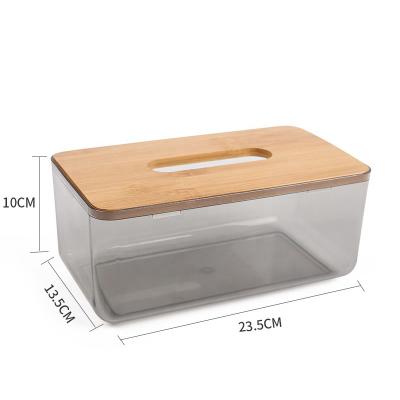 China Minimalist Creative Simple Transparent Tissue Covered Wagon Living Room Table Napkin Paper Tissue Box With Bamboo Lid for sale